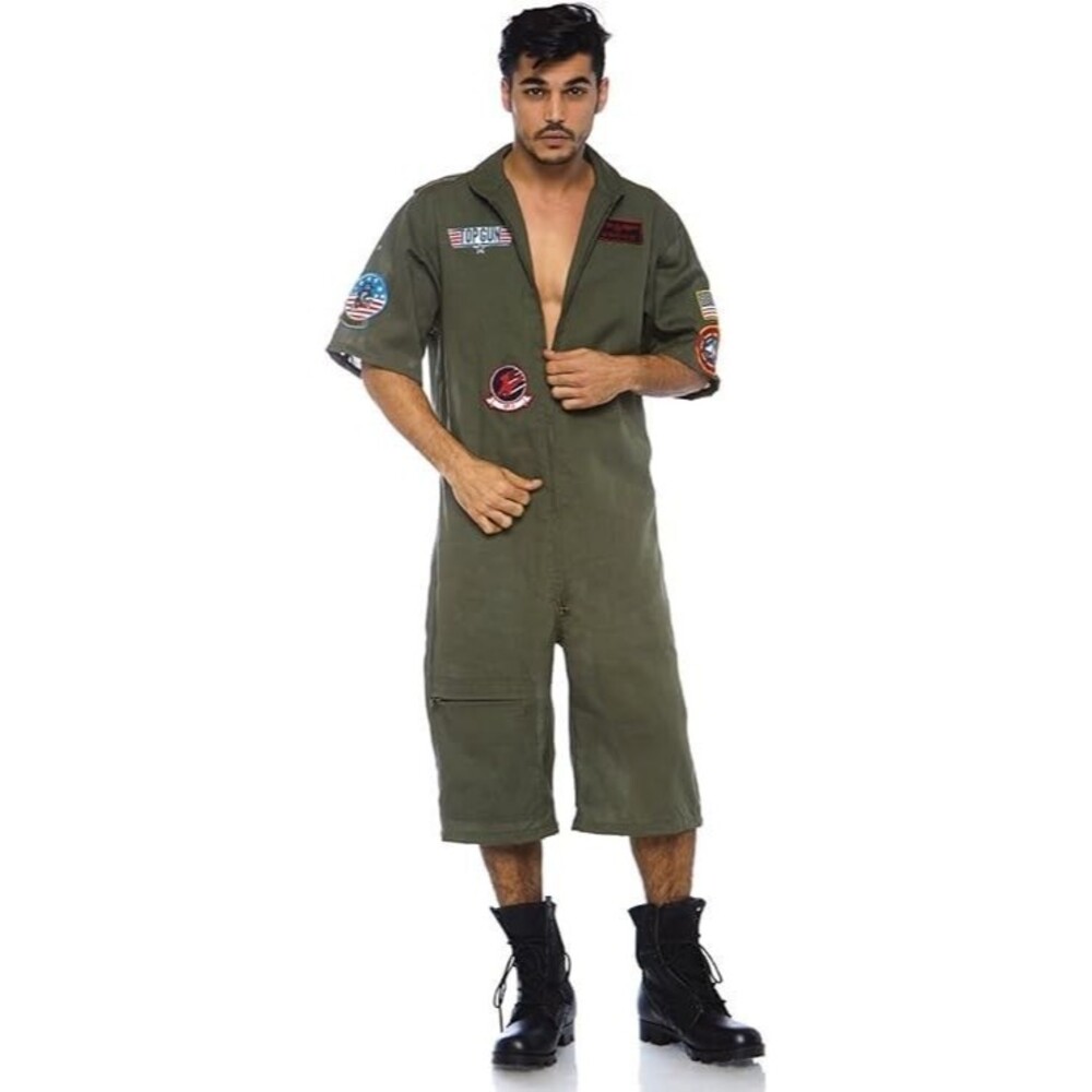Top Gun Flight Suit Costume Leg Avenue Licensed Adult Small Green Khaki New